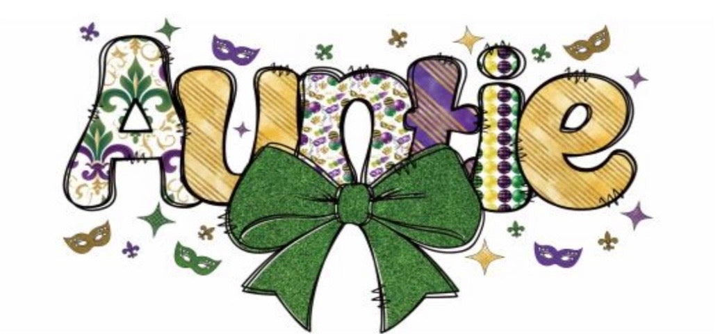 Auntie With Green Bow Decal