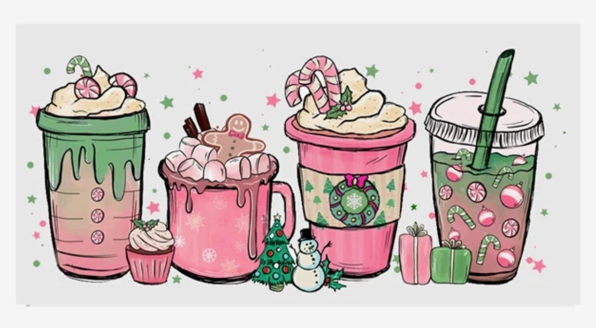 Pink And Green Coffee Cup Decal