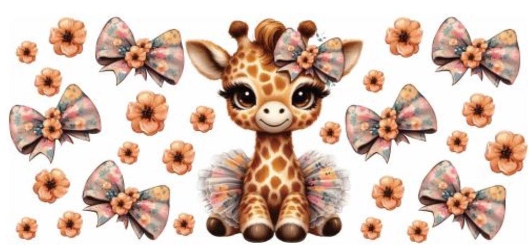 Giraffe With Bows Decal