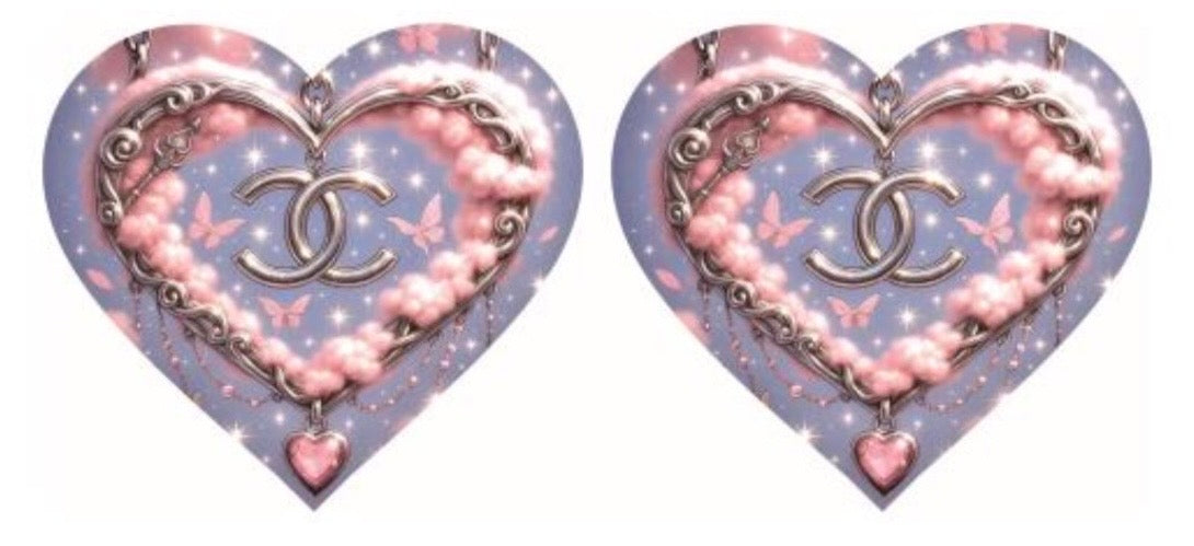 Coco Chanel Purple and Pink Heart Decal