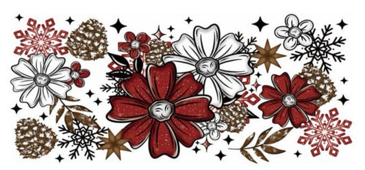Christmas Flowers and Snowflakes Decal