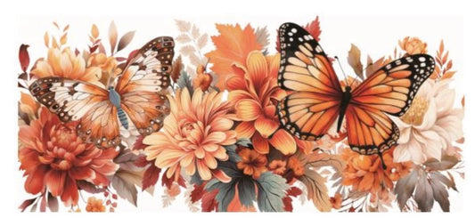 Peach Butterflies and Flowers Decal